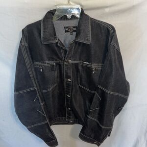 Barcode Men’s Jean Jacket Size Large Black Cotton Blend Outdoors Going Out Party